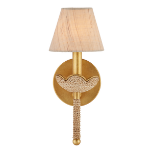 Vichy Wall Sconce – Handmade Abaca Rope & Wrought Iron Light Fixture with Gold Leaf Finish