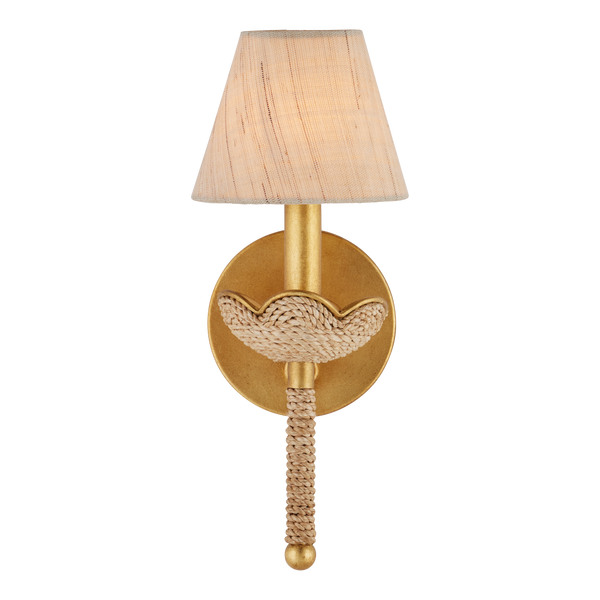 Vichy Wall Sconce – Handmade Abaca Rope & Wrought Iron Light Fixture with Gold Leaf Finish