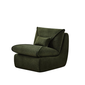 English Elm Compressed Lounge Chair with Ottoman - Space-Saving Chenille Upholstered Sofa, High-Density Foam Comfort Green W1036P251828