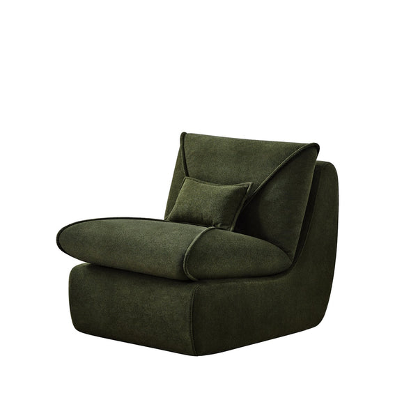 English Elm Compressed Lounge Chair with Ottoman - Space-Saving Chenille Upholstered Sofa, High-Density Foam Comfort Green W1036P251828