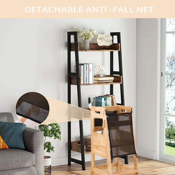 English Elm SOLID Wood Learning Tower for Toddlers - 100% Natural Solid Wood, Adjustable 3-Level Step Stool B205P293089