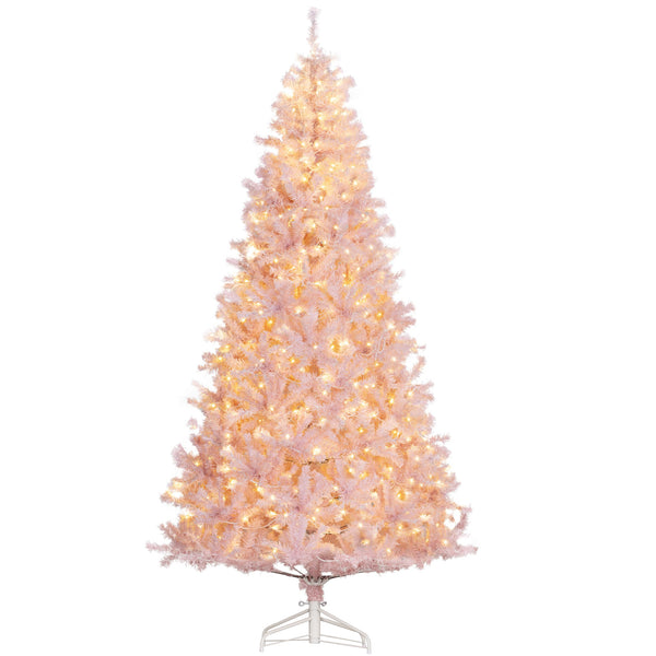 English Elm Homcom 7.5' Pink Prelit Douglas Fir Christmas Tree With 500 Warm White Leds & 1346 Tips For Holidays W2225P249692