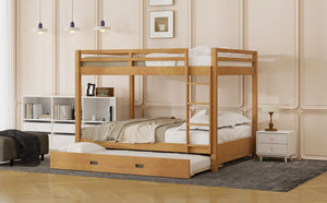 English Elm Wood Queen Size Bunk Bed With Trundle & Ladder – Stylish, Durable Sleeping Solution For All Ages N7090004008D-GIGA