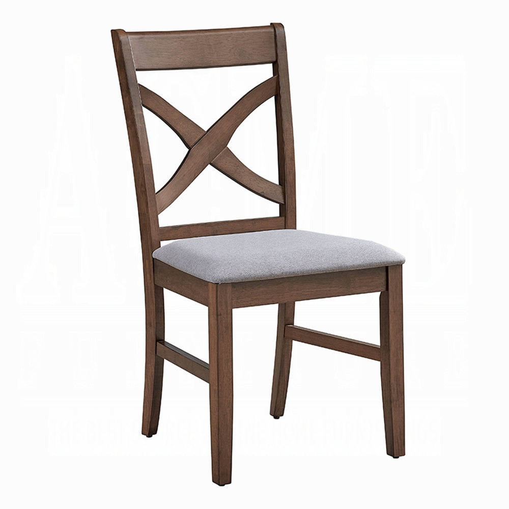 English Elm Set of 2 Rustic Cross-Back Dining Chairs with Padded Seat Cushions Brown Finish 20"W x 38"H B2741P328585