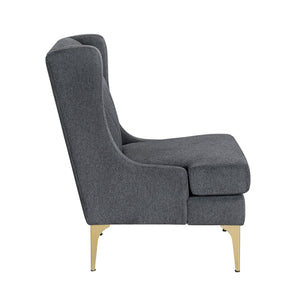 English Elm Modern Luxury Chenille Upholstery Wingback Accent Chair with Diamond Stitching, Gold Metal Legs and Reversible Cushion for Durable Comfort and Style Dark Gray 32.5 L x 28 W x 19 H B011P308541