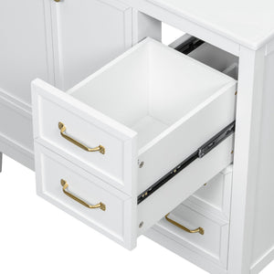 English Elm Christopher Knight Home® - 36" Vintage-inspired Bathroom Vanity with Ceramic Sink, Solid Wood Frame, Soft-Close Drawers, Spacious Storage White N759P293646K
