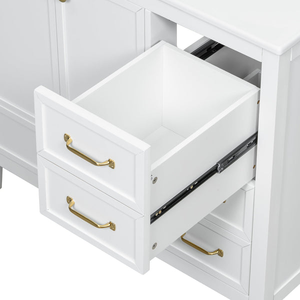 English Elm Christopher Knight Home® - 36" Vintage-inspired Bathroom Vanity with Ceramic Sink, Solid Wood Frame, Soft-Close Drawers, Spacious Storage White N759P293646K