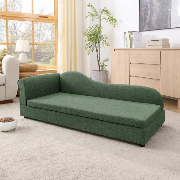 English Elm Oversized Linen Pet Sofa with Wave Backrest for Large Dogs in Modern Living Rooms W487P430330