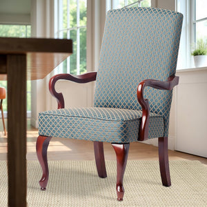English Elm DeLaney Hardwood Gooseneck Arm Chair with Jacquard Diamond Fabric, High Back Comfort & Durable Build Blue B050P229954