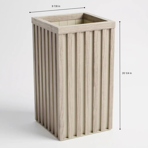 English Elm Square Grove Tall Column Aluminum Planter Warm Wood-tone Finish for Patio or Entryway Ash Brown B2755P462198