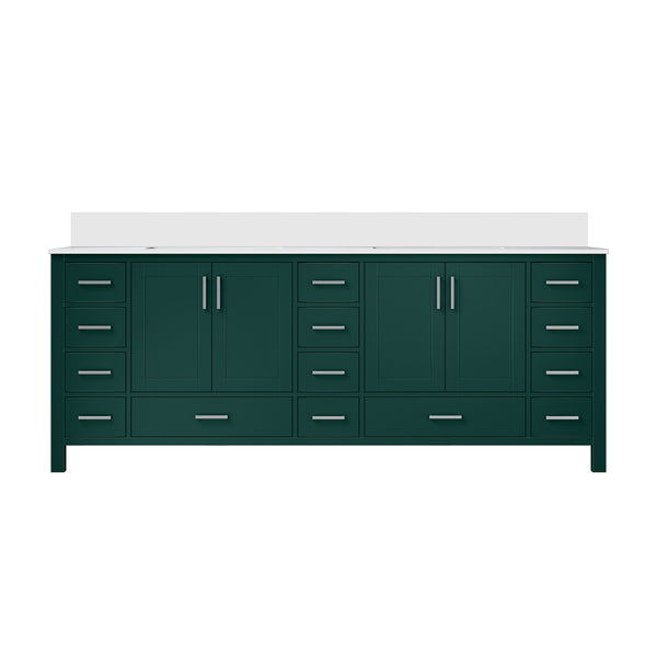 English Elm Green Solid Wood Double Bath Vanity 84" W x 22" D with Cultured Marble Top, Soft-Close Drawers, Ample Storage B2731P259170