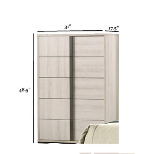 English Elm Contemporary Chic Chest with Gold Accents, Acrylic Trim, Metal Bracket Legs and Dust‑Proof Drawers White Washed 39 L x 21 W x 57 H B2741P372715