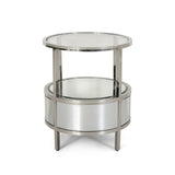 Christopher Knight Home® - Noble House - Beeching Modern Round End Table with Tempered Glass Drawers and Stainless Steel Frame