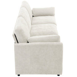 English Elm 89" Plush Chenille 3-Seater Sofa with Double-Layer Cushions, Deep Seating, Removable Lumbar Pillow, Elegant Stitching Beige N719P251497A