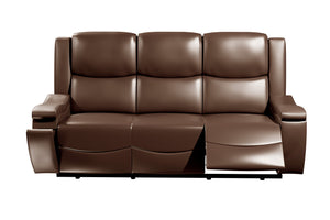 English Elm Recliner Plush 3-Seat Manual Sofa with Hidden Cup Holders, Headrest Support for Ultimate Comfort and Style Camel 81 L x 31 W x 26 H B089P240490