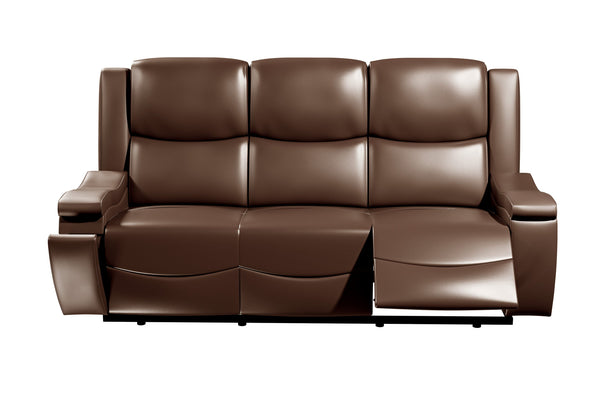 English Elm Recliner Plush 3-Seat Manual Sofa with Hidden Cup Holders, Headrest Support for Ultimate Comfort and Style Camel 81 L x 31 W x 26 H B089P240490