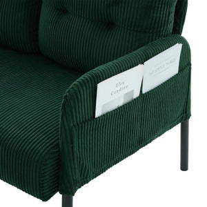English Elm United We Win Corduroy Loveseat Plush Ergonomic Sofa with Spring Support Metal Legs Emerald W1568P410052