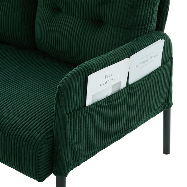 English Elm United We Win Corduroy Loveseat Plush Ergonomic Sofa with Spring Support Metal Legs Emerald W1568P410052