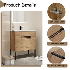 English Elm 30 Inch Bathroom Vanity With Sink – Transform Your Space With Modern, Versatile Design & Storage! W999S00077