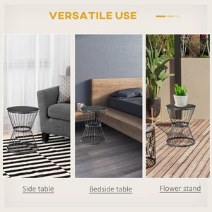 English Elm Outsunny 16" Steel Hourglass Side Table - Stylish Indoor/Outdoor Accent Table For Modern Spaces W2225P174466-GIGA