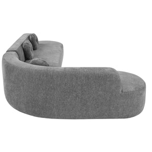 English Elm Christopher Knight Home® - Mirod 122" Extra Large Sectional Sofa with Chenille Upholstery, Tufted Seats & 3 Round Pillows Grey N760S0000040E