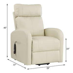 English Elm Ricardo Beige PU Power Lift Recliner with Pocket Coil Seat, Wired Remote, Durable Metal Frame B2726P405679