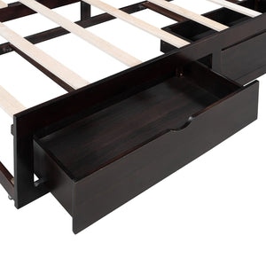 English Elm Wooden Twin Daybed with Pull Out Trundle and Dual Storage Drawers for Guest Rooms Espresso LP000519AAP-1