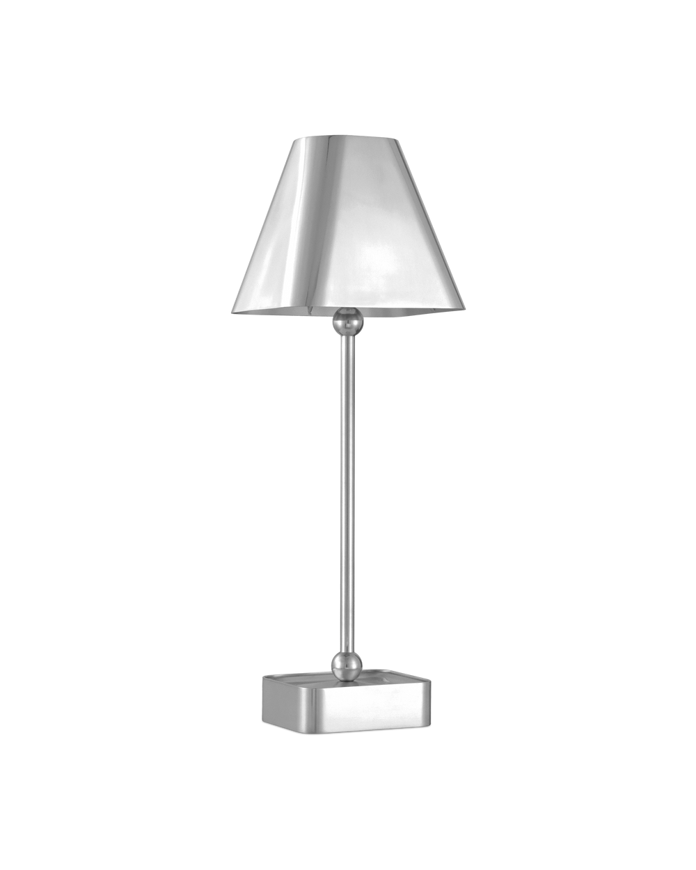 Currey & Company Gadabout Nickel Cordless Table Lamp - Sleek Rechargeable Design For Effortless Room Versatility Silver Metal 6700-0012-currey-company