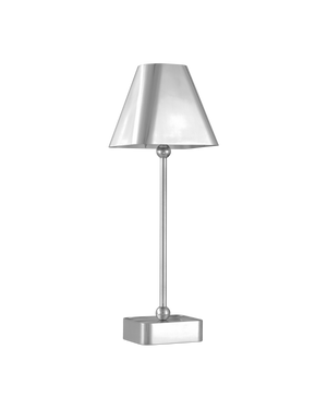 Currey & Company Gadabout Nickel Cordless Table Lamp - Sleek Rechargeable Design For Effortless Room Versatility Silver Metal 6700-0012-currey-company