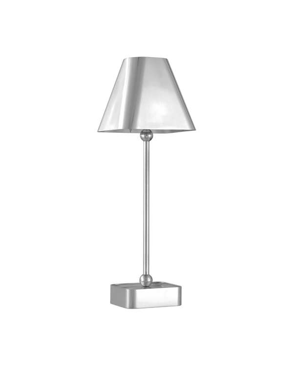 Currey & Company Gadabout Nickel Cordless Table Lamp - Sleek Rechargeable Design For Effortless Room Versatility Silver Metal 6700-0012-currey-company
