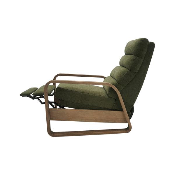 JLA Home Chapel Hill - Wood Chapel Hill Jordan push-back Recliner with Solid Wood Frame, Chenille Upholstery, Compact Comfort and Timeless Mid-Century Style Green CH103-0010