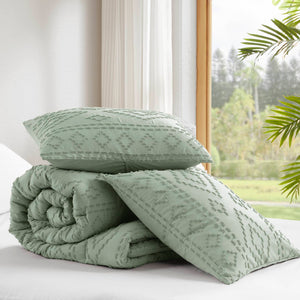 JLA Home 510 Design - Comforter Boho Tufted Mini Set with Brushed Microfiber, OEKO-TEX Certified, Lightweight Year-Round Cozy Sage Green AM10-0544