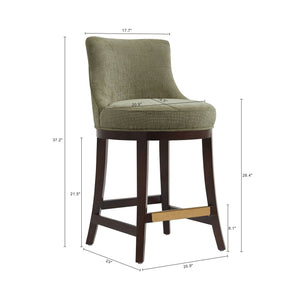 English Elm Lucia Leaf Green Chenille Counter Stool - Elegant Beech Wood Legs & Ergonomic Comfort Design B365P398060