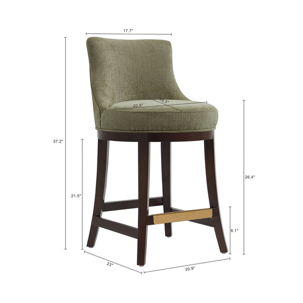 English Elm Lucia Leaf Green Chenille Counter Stool - Elegant Beech Wood Legs & Ergonomic Comfort Design B365P398060