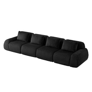 English Elm 146" Modular Sectional Sofa Flannelette 4 Seater Deep Seat Minimalist Living Room W714S01535