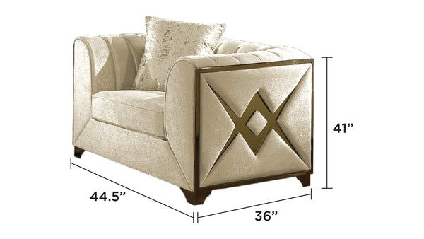 English Elm Velencia Modern Velvet Living Room Chair with Solid Wood Frame, Cushioned Seat for Luxurious Comfort Cream B009139135