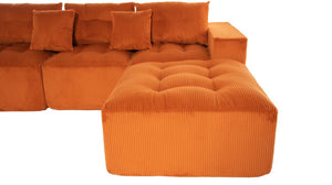 English Elm 101" Modular Cloud Sectional Corduroy Upholstered Sofa Reversible Chaise Living Room Orange W1170S00054