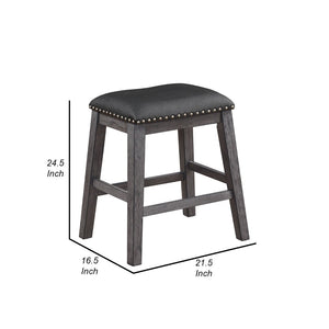 English Elm Wood and Leather Backless Counter Stools with Nailhead Trim for Kitchen Islands Set of 2 B056P417117