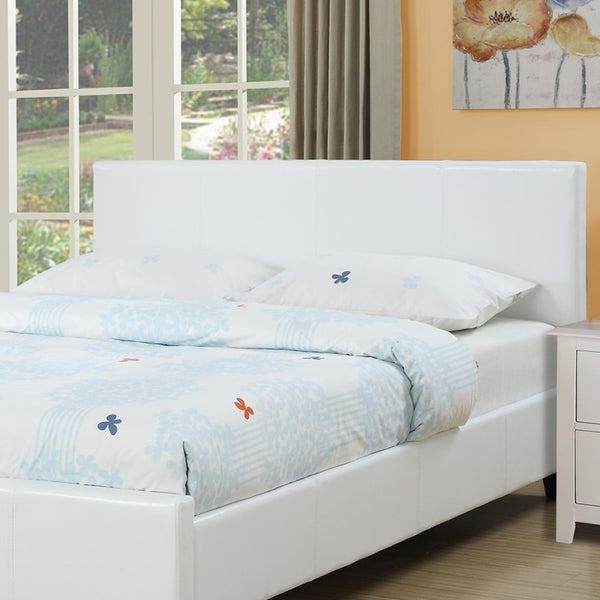 English Elm Classic White Queen Size Bed Faux Leather Upholstered Frame with Wooden Legs, Chic Traditional Design, Easy Assembly, 65"W x 84.5"L B011P395407