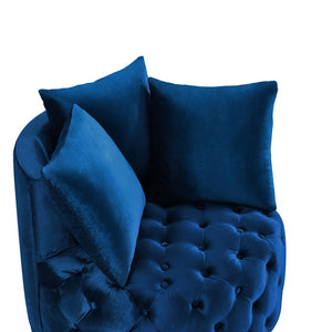 English Elm Contemporary Round Tufted Upholstered Leisure Chair with Crescent Back and Plush Cushion Support Navy W2186P280248