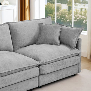 English Elm Modular 102-Inch L-Shaped Sectional Sofa With Movable Ottoman – Comfy Chenille Couch For Stylish Living W1359S00006