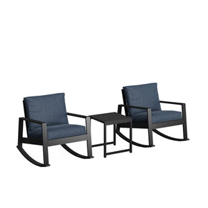 English Elm Aluminum Powder Coated Outdoor Rocking Set with Side Table for Porch or Deck B082P455104