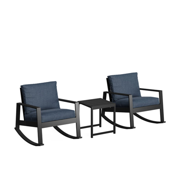 English Elm Aluminum Powder Coated Outdoor Rocking Set with Side Table for Porch or Deck B082P455104