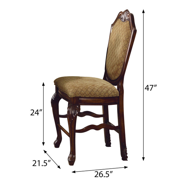 English Elm Beige Upholstered Counter Height Chairs with Welt Trim, Arched Backs & Carved Queen Anne Legs PMID Espresso B062P189107