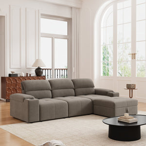 English Elm Modern Modular L-shaped sectional sofa 105-inch cloud deep-seat 4-seat cotton comfort with ottoman and storage Brown W3820S00009