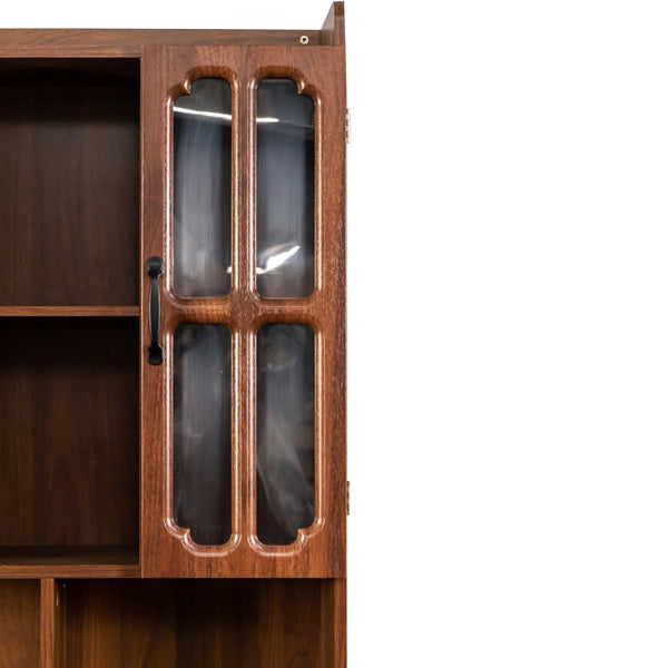 English Elm L-Shaped Corner Computer Desk with Hutch, Drawer & Shelves for Spacious Home Office Organization Walnut W331S00187