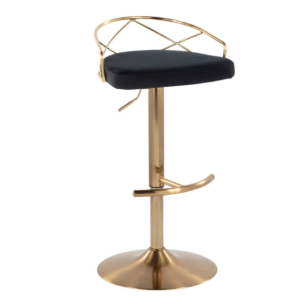 English Elm Adjustable Swivel Barstools Mid-century Modern Walnut and Cream Faux Leather Set of 2 Black B202S02170