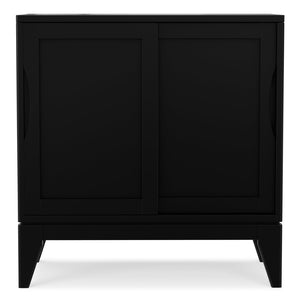 English Elm Harper Rubberwood Low Cabinet Mid-century Modern Sliding Doors Adjustable Shelved Storage B136P436061