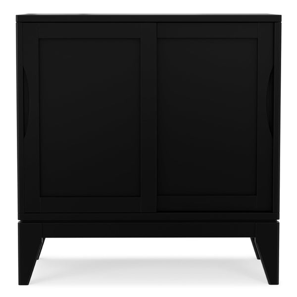 English Elm Harper Rubberwood Low Cabinet Mid-century Modern Sliding Doors Adjustable Shelved Storage B136P436061