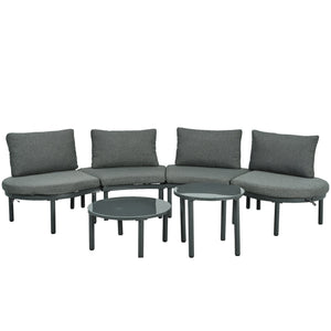 English Elm TOPMAX 6-Piece Modular Patio Sofa Set with 2 High-Low Coffee Tables, PE Wicker, Tempered Glass, Cushioned Comfort and Versatile Outdoor Configuration Gray SP100028AAE